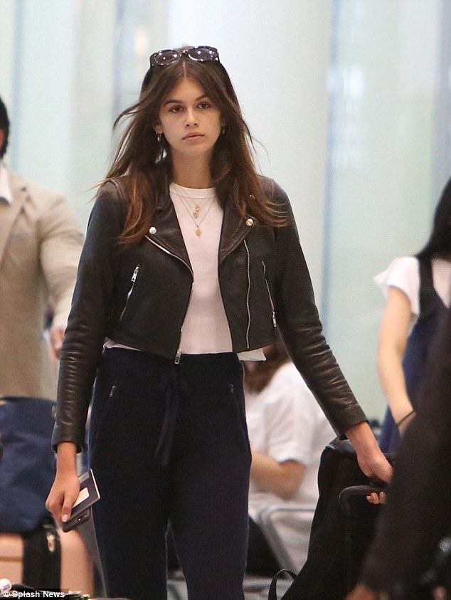 Kaia Gerber Biker Leather Jacket